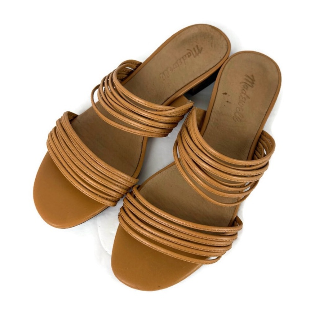 Madewell The Meg Slide Sandal in Leather in Desert Camel